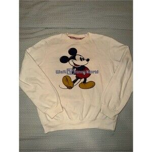 Disney Cream Crewneck Sweatshirt with Classic Mickey Graphic
